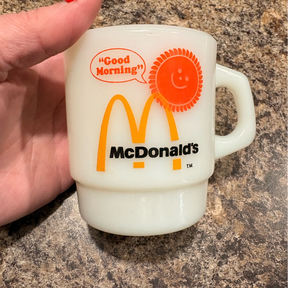 McDonald's White Mug with Yellow Arches and Orange Sun